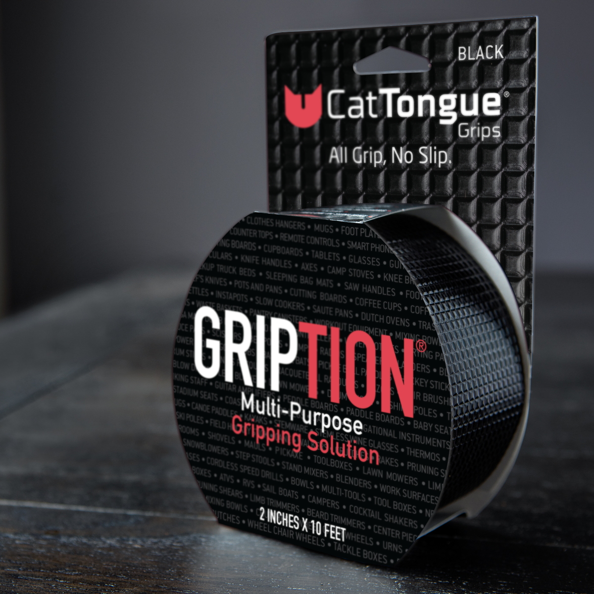  Gription Non-Slip Tape and Grip Pad Bundle by CatTongue –  Durable, Non-Abrasive Grip Tape and Non Slip Mat, Customizable & Waterproof  for Thousands of Uses (Black Tape) : Office Products