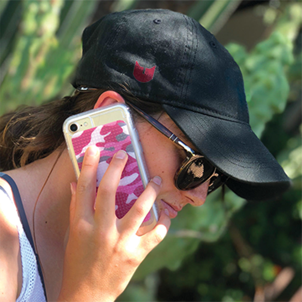 Camouflage inspired cell phone grip