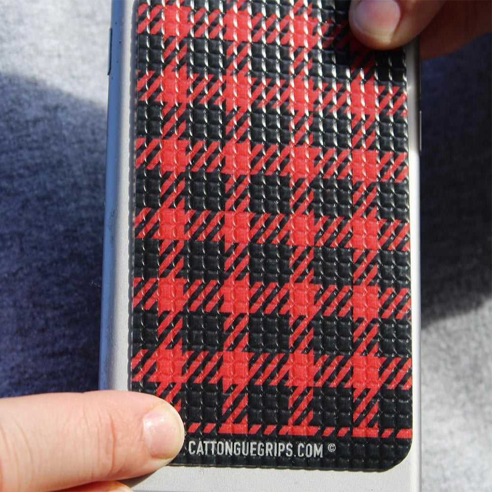 Red Plaid cell phone grip for your mobile device or case