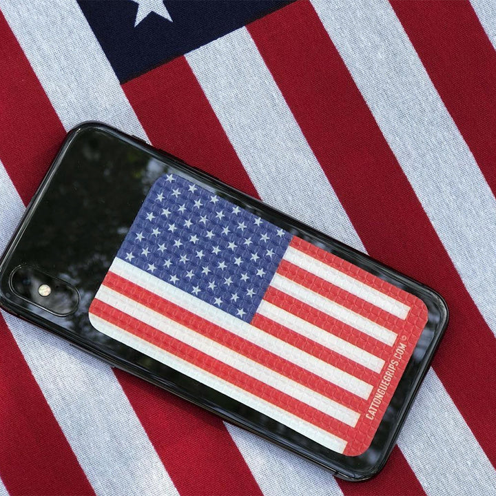 American flag inspired cell phone grip